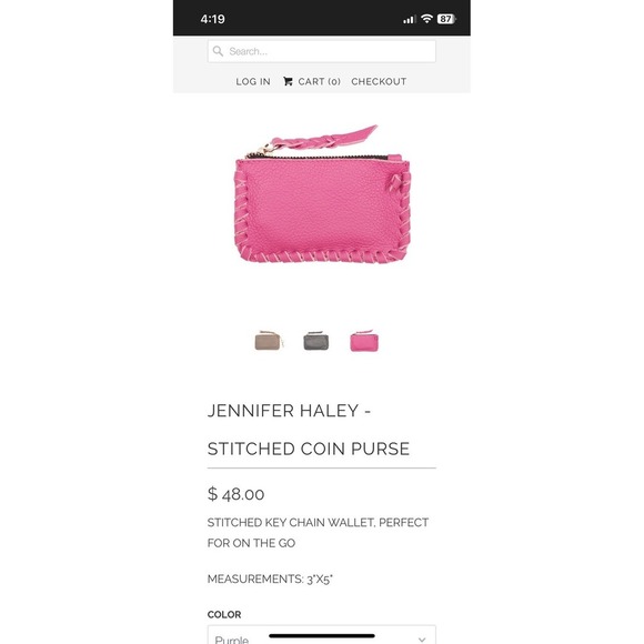 Jennifer Haley Stitched Coin Purse Wallet Made In Mexico Purple Leather Key Ring - Picture 5 of 14